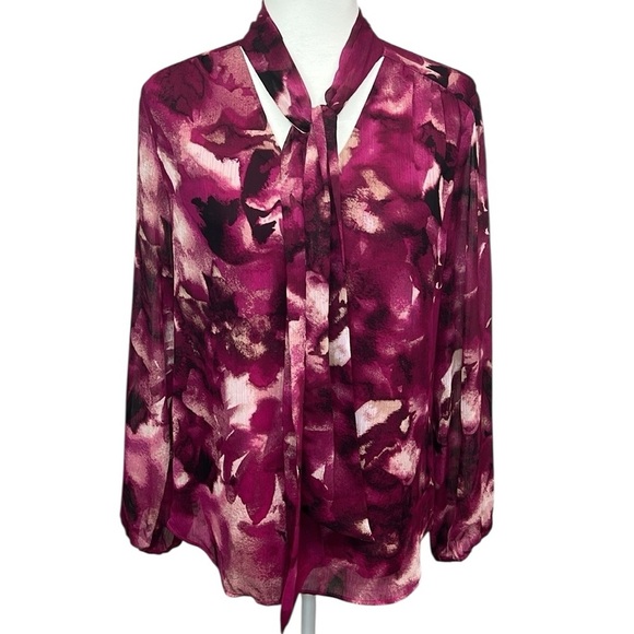 The Limited Tie Neck Floral Blouse - Picture 2 of 6